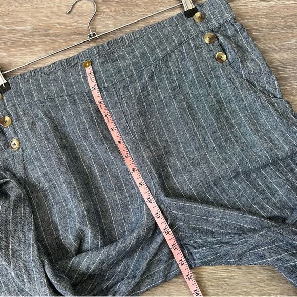 Zac &‎ Rachel blue striped linen wide leg cropped pants - Picture 3 of 6